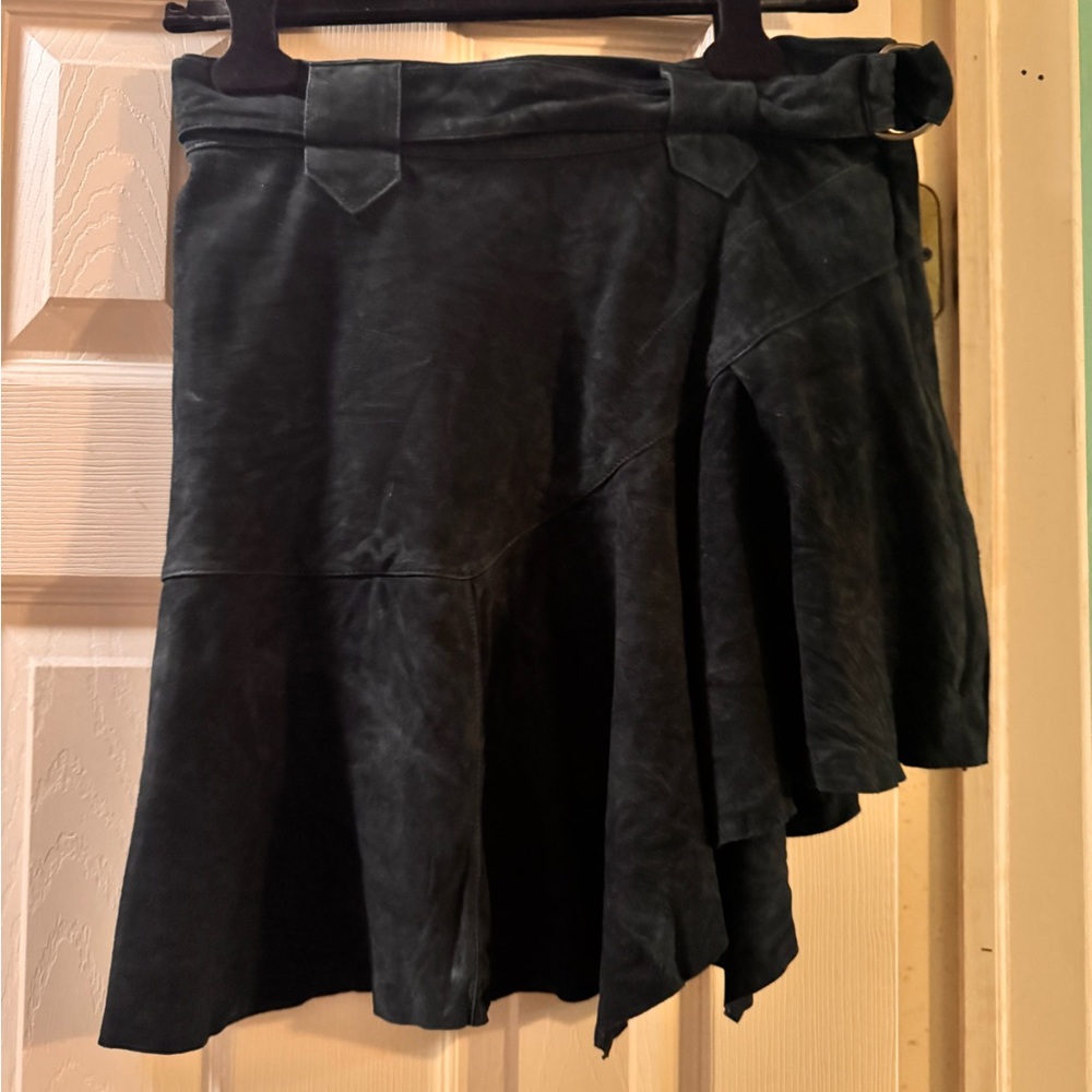 Roberto Cavalli Asymmetrical Suede Black Skirt